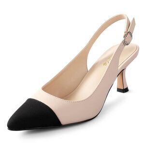 Ankis Slingback Heels For Women Closed Toe Women's Pumps Kitten Heel Wedding Pa